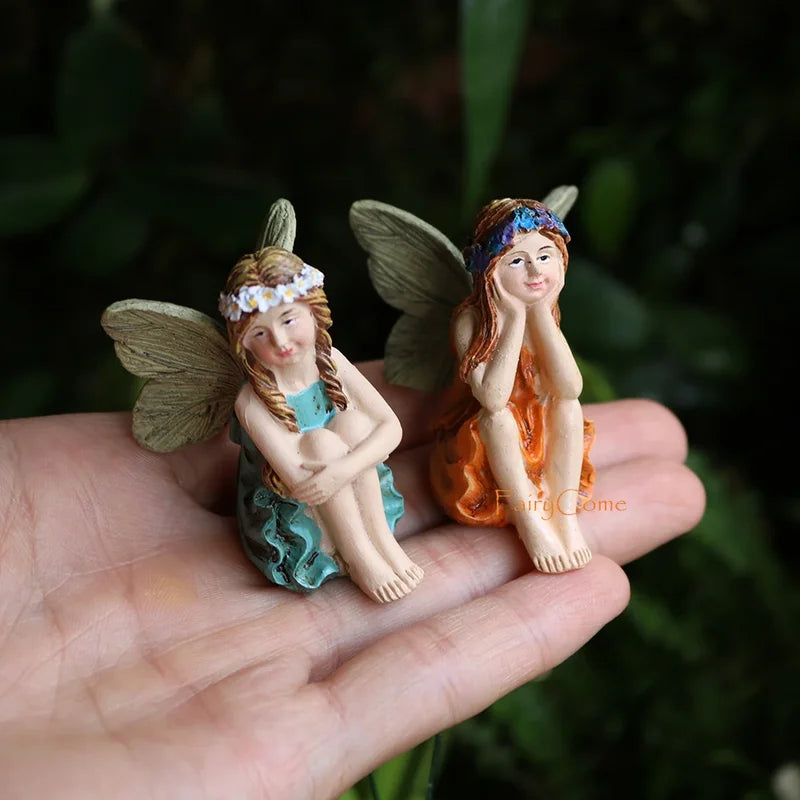 Mini Fairy Garden Figurines Resin Fairy Statue Set for Outdoor & Indoor Decor