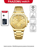 Men's Waterproof Stainless Steel Chronograph Watch with Luminous Dial and Date Function
