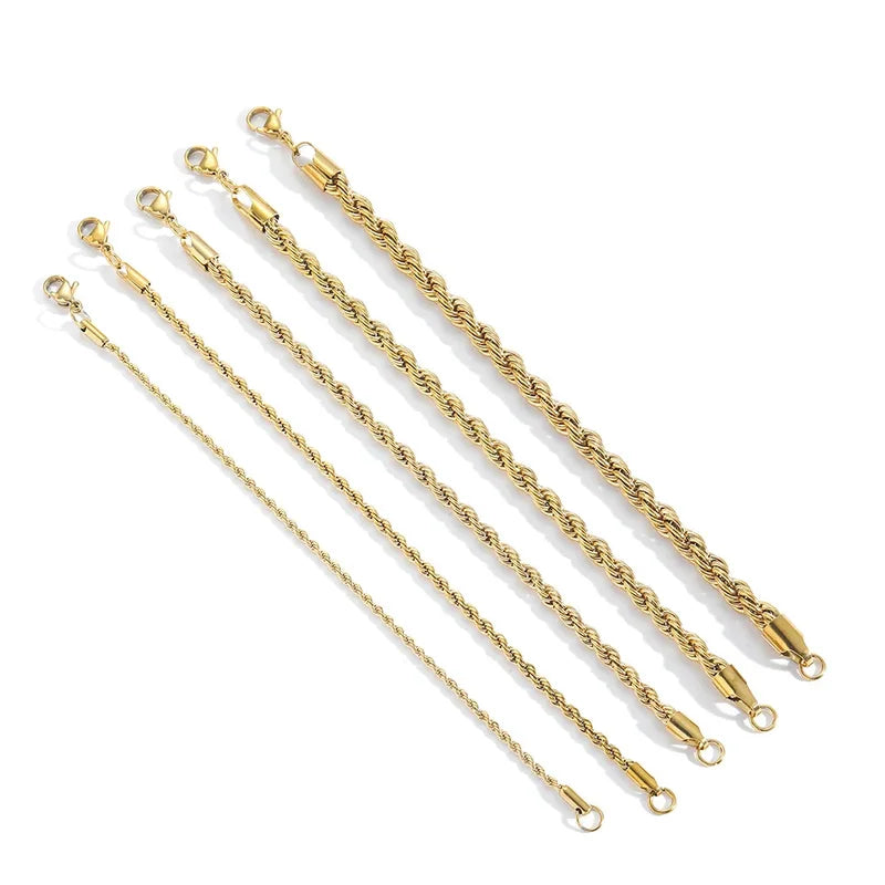 Stainless Steel Chain Bracelet for Men & Women 6MM Twisted Rope Jewelry