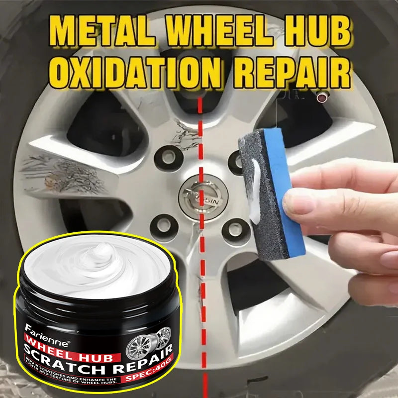 Car Rim Scratch Repair Wax 40G for Alloy Wheels Metal Oxidation Polish Paste with Sponge