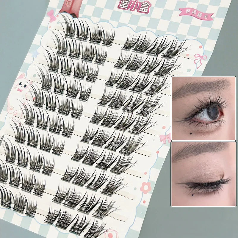 False Eyelash Clusters Natural Wispy Fluffy Lash Extensions with Reusable Spiky Spiky Effect
