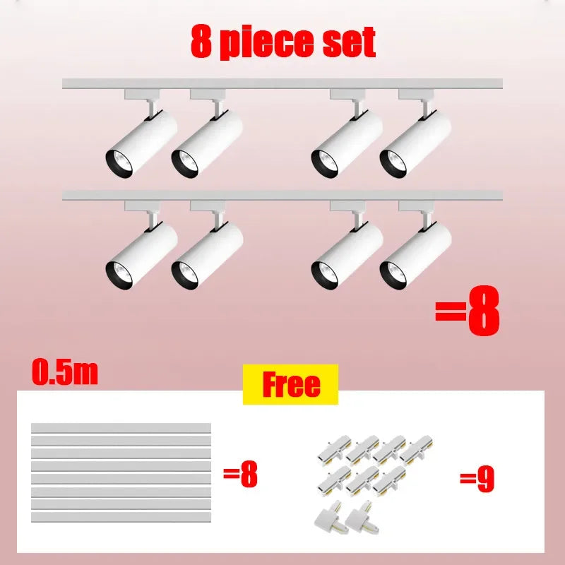 LED Track Lighting Set with COB Spotlights for Ceiling Home & Retail Use