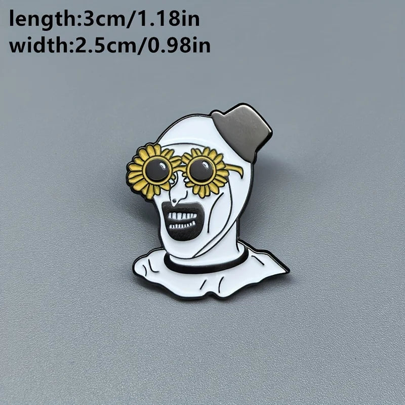 Halloween Sunflower Clown Enamel Pin Horror Movie Brooch Badge Accessory
