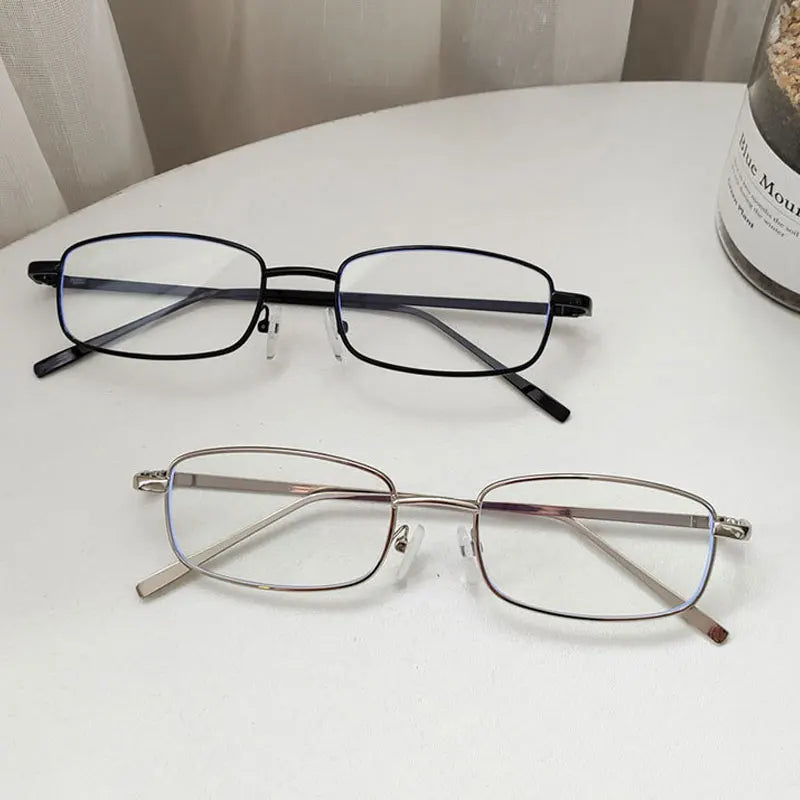 Unisex Rectangle Vintage Sunglasses - Square Metal Frame UV Protection