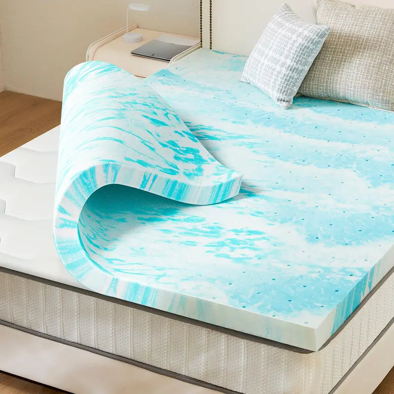 Gel Memory Foam Mattress Topper Full Size Cooling Bed Topper Breathable Support