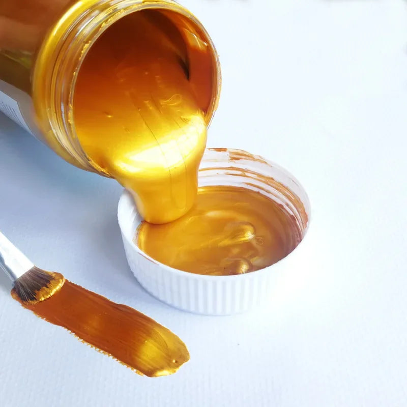 Waterproof Gold Metallic Acrylic Paint for Art & DIY Projects - 100/300ml