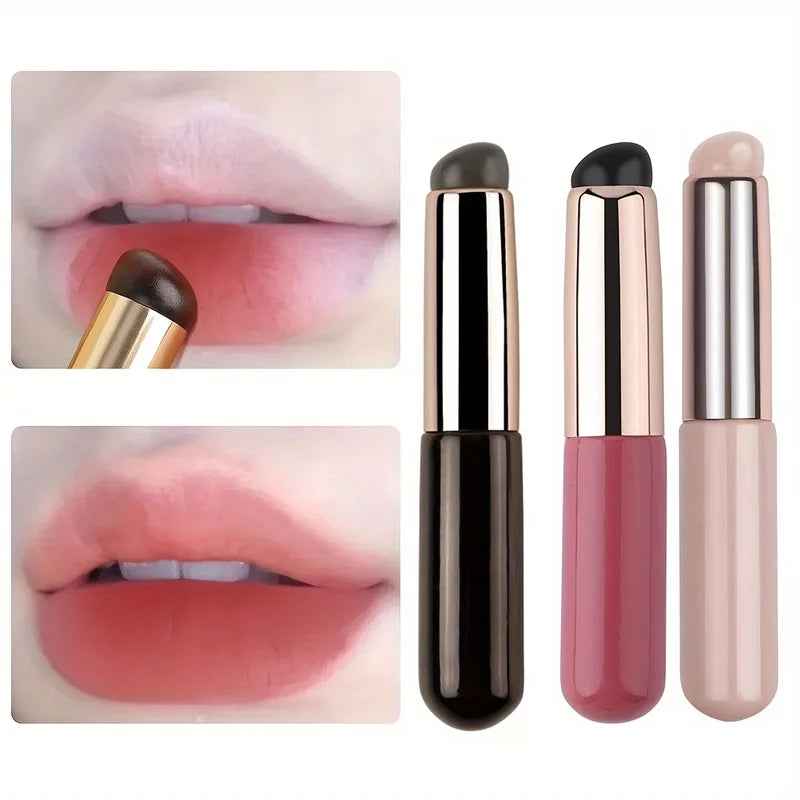 Portable Silicone Lip Brush with Cover - Mini Makeup Applicator for Lip Balm and Lipstick