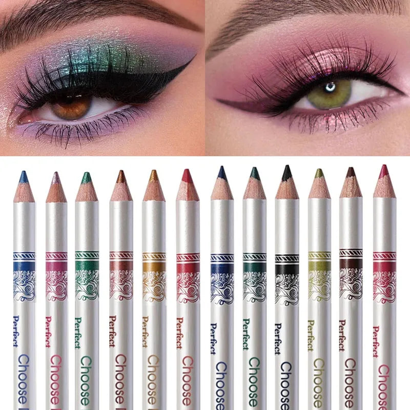 Waterproof Eyeliner Pencil Set - Smudge-Proof Long-Lasting Makeup 12 Colors