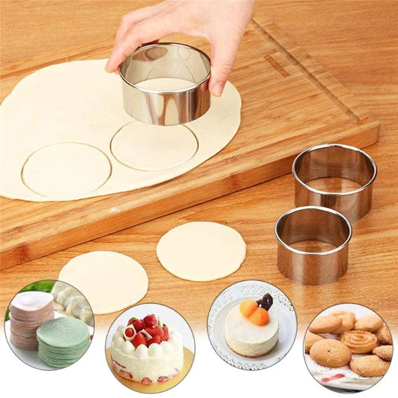 5PCS Round Stainless Steel Biscuit Mold Set for Pastry and Cake Baking