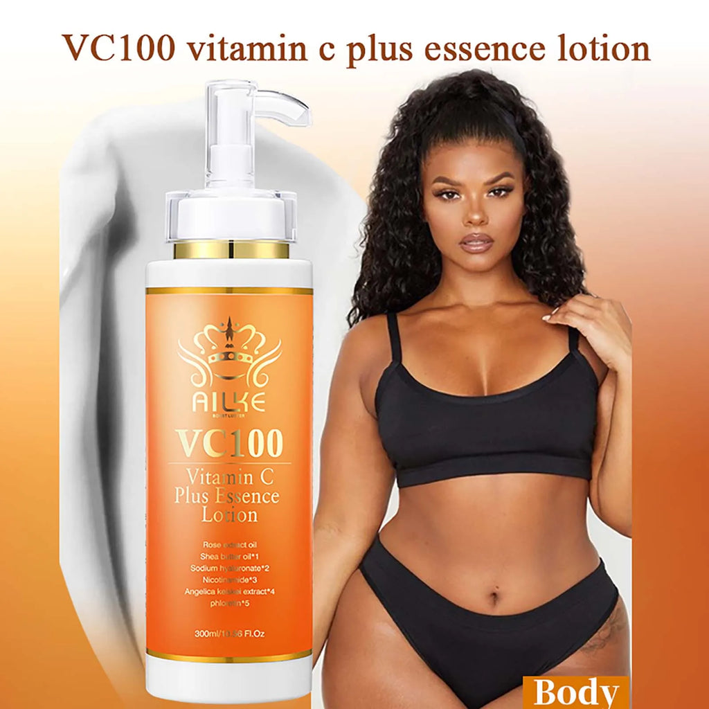 Vitamin C Brightening Body Lotion for Women - Moisturizing & Anti-Spot Cream with Niacinamide & Rose Oil