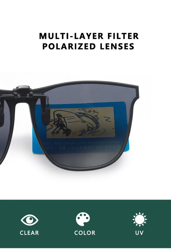 Polarized Clip-On Sunglasses for Men Car Drivers Night Vision Anti Glare Vintage Square