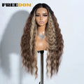 Heat Resistant Synthetic Lace Front Wigs for Women - 30 Inch Wavy Ombre Blonde & Ginger Highlights