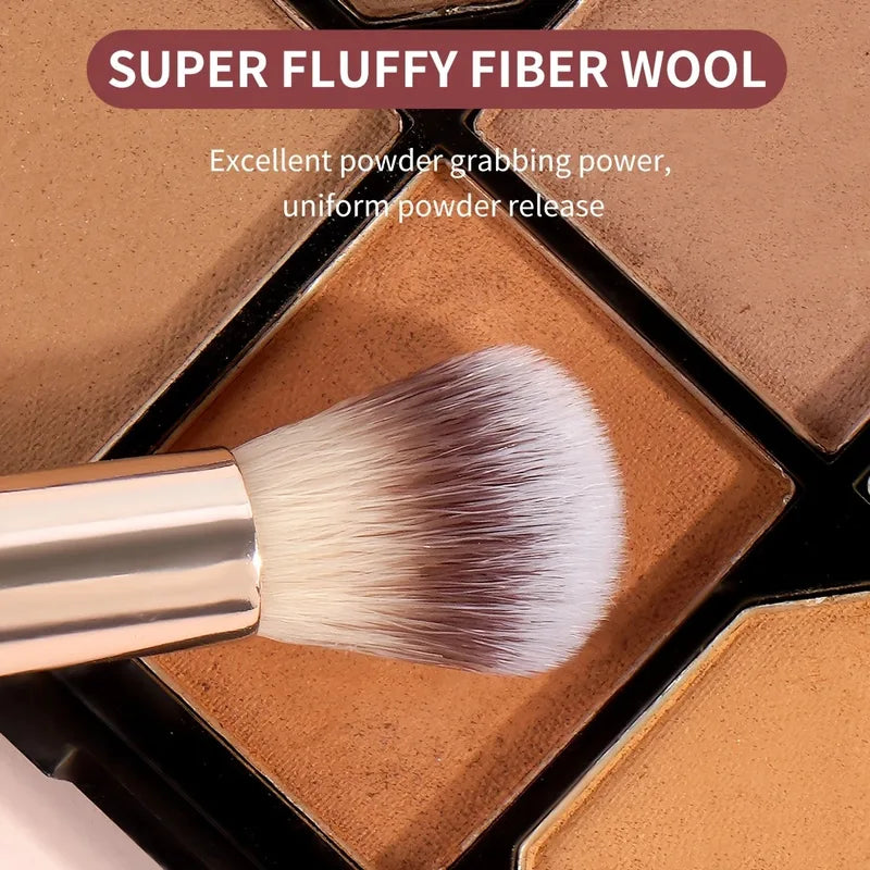 Large Dual-Ended Makeup Brush Set - 6 Ultra-Soft Synthetic Face & Blush Brushes for Professional & Travel Use