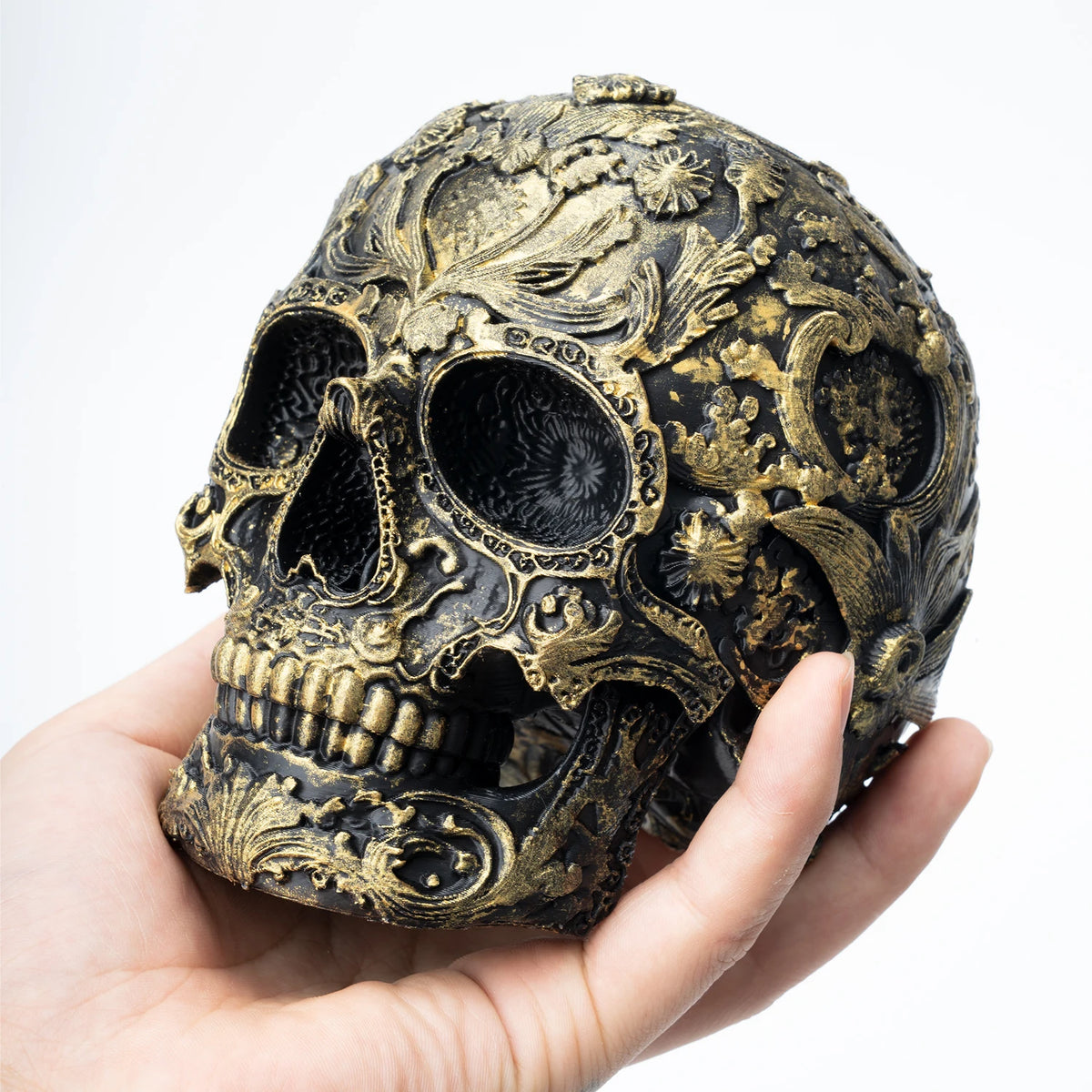 Halloween Skull Tabletop Fireplace Decor - Spooky Plastic Halloween Decoration