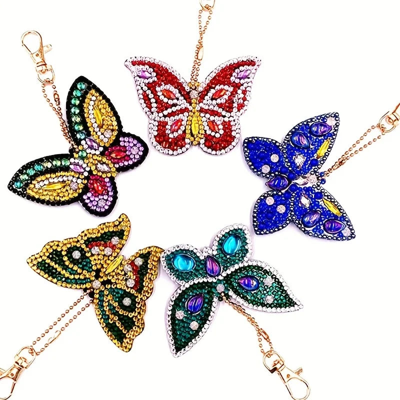 DIY Diamond Painting Butterfly Keychain Kit - 5 Pieces, Christmas & Gift Set