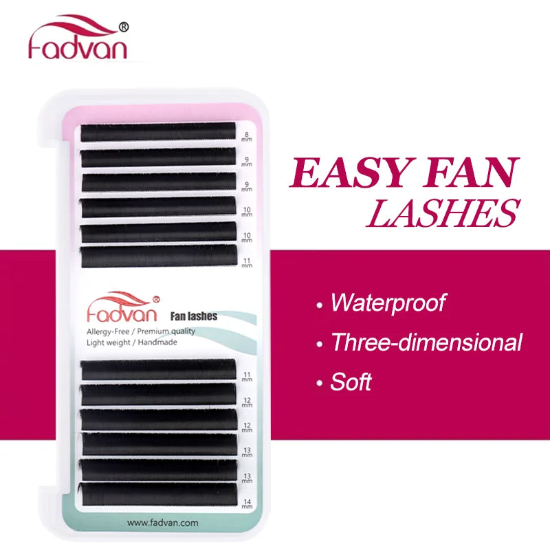 False Eyelash Extensions Flare Fans for Volume Lash Artistry, Natural Silk Cilia