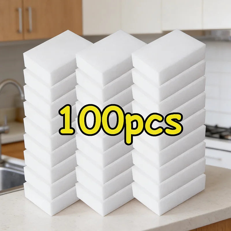 Multi-Use Magic Sponge Eraser - White Melamine Cleaning Tool for Kitchen Bathroom Office
