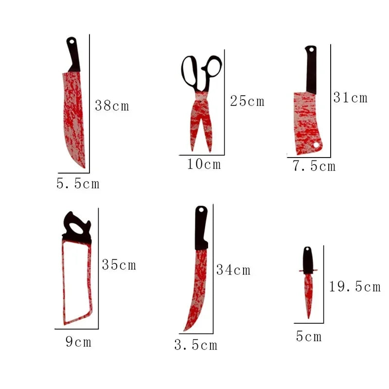 Halloween Blood Knife Set - 12 Plastic Horror Haunted House Decor