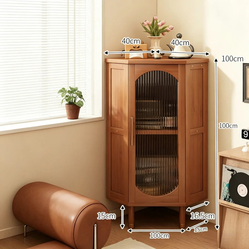 Corner Rattan Triangular Storage Cabinet for Living Room - Multi-Layer Household Locker
