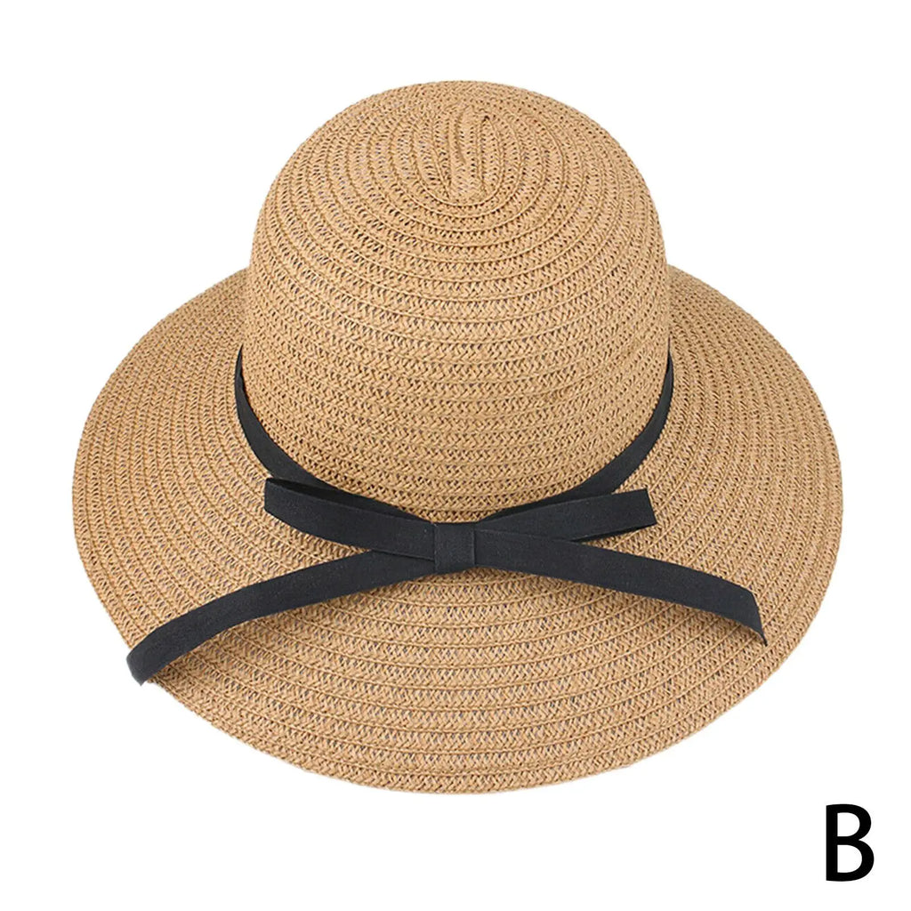 Women's Foldable Straw Sun Hat UPF 50+ Wide Brim Beach Hat for Sun Protection