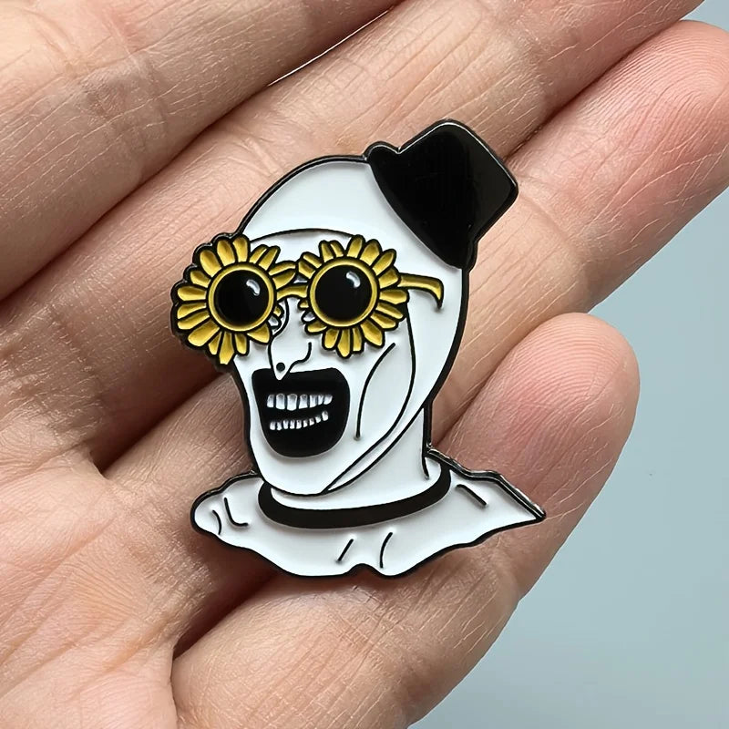 Halloween Sunflower Clown Enamel Pin Horror Movie Brooch Badge Accessory