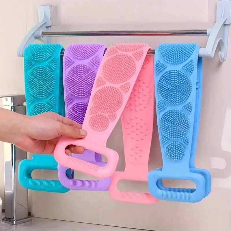 Silicone Body Scrub Brush Exfoliating Shower Sponge Bath Belt - Multi Color