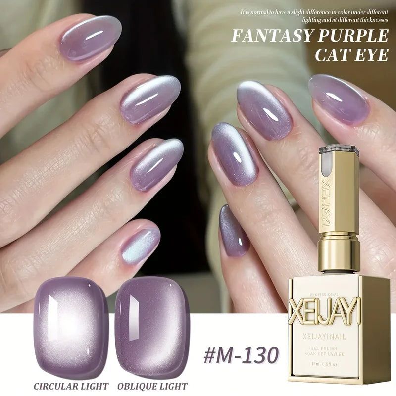 Crystal Glass Bead Nail Polish Set - Multicolor Cat's Eye Gel UV/LED 15ml for DIY Nail Art