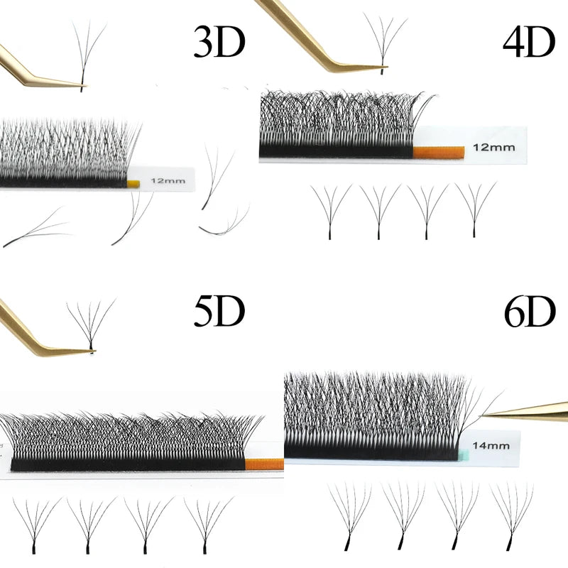 Eyelash Extension Fans 3D/4D/5D/6D W Shape Artificial Lashes Full Dense Natural Soft Light