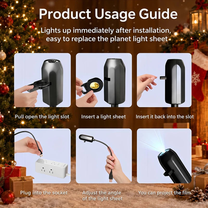 Halloween USB LED Projection Lamp 3/6 Patterns Ghost Bat Skeleton Spider Atmosphere Light