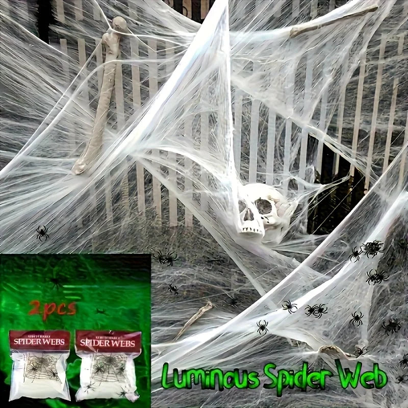 Halloween Artificial Stretchy Spider Web Cobweb with Spiders for Haunted House Decor