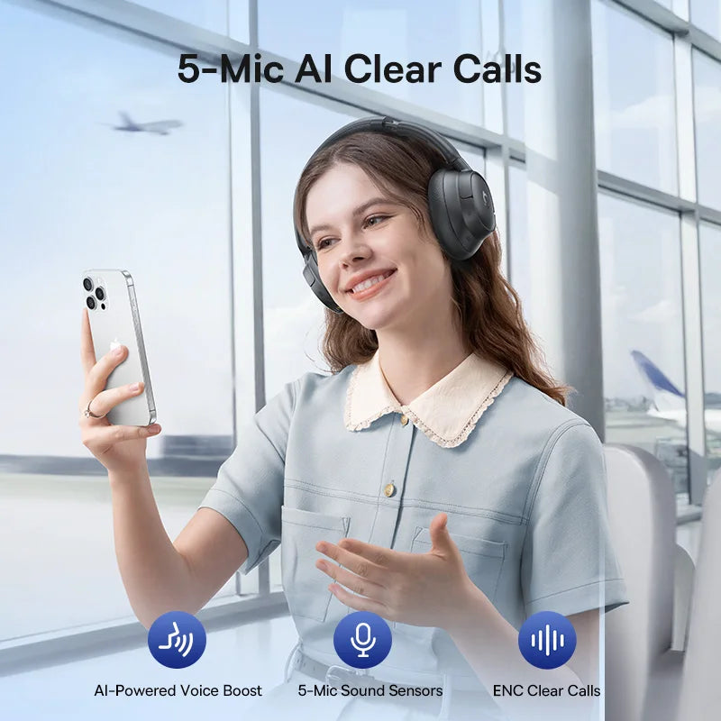 Wireless Noise Cancelling Headphones with Hi-Res Sound and 80H Playtime