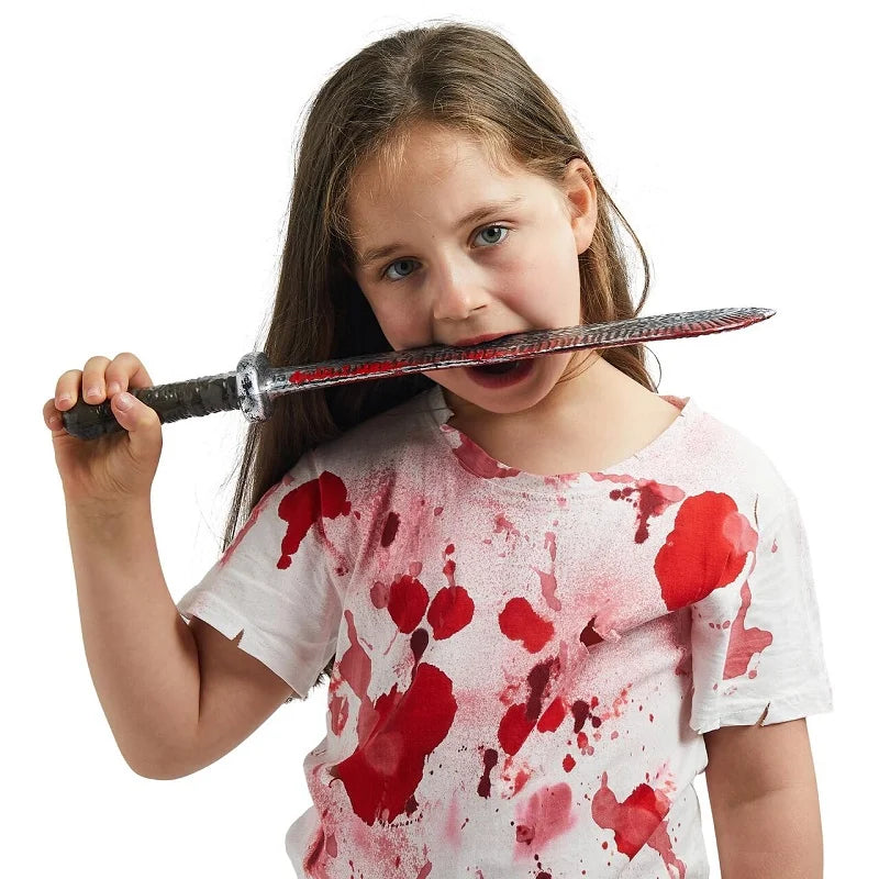 Halloween Fake Knife with Blood Prop - Plastic Scary Costume Accessory