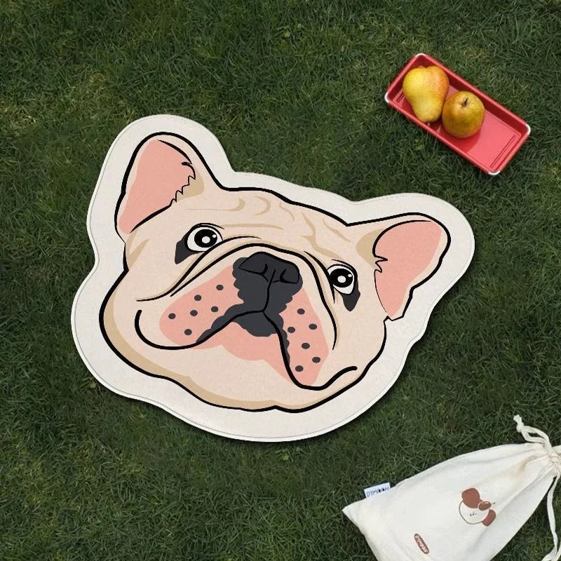 Pug Shaped Pet Rug - Soft Faux Lambswool Floor Mat for Home & Living Room