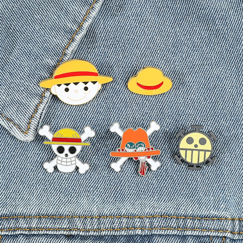 Anime Monkey D. Luffy Skull Brooch - One Piece Enamel Lapel Pin for Fans