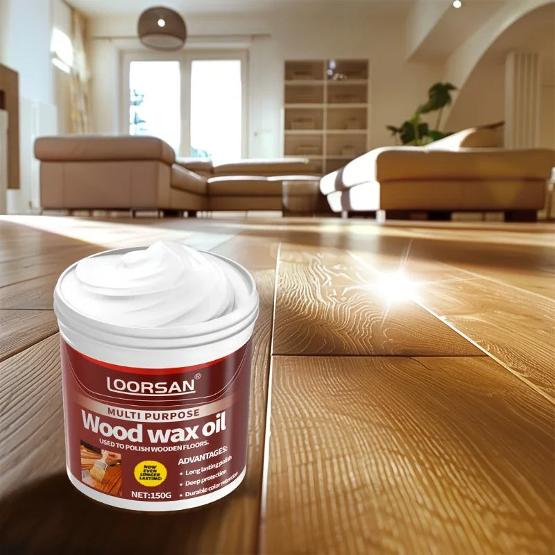 Furniture and Floor Wood Wax Oil - Almond & Beeswax Polish Cream, Quick Application