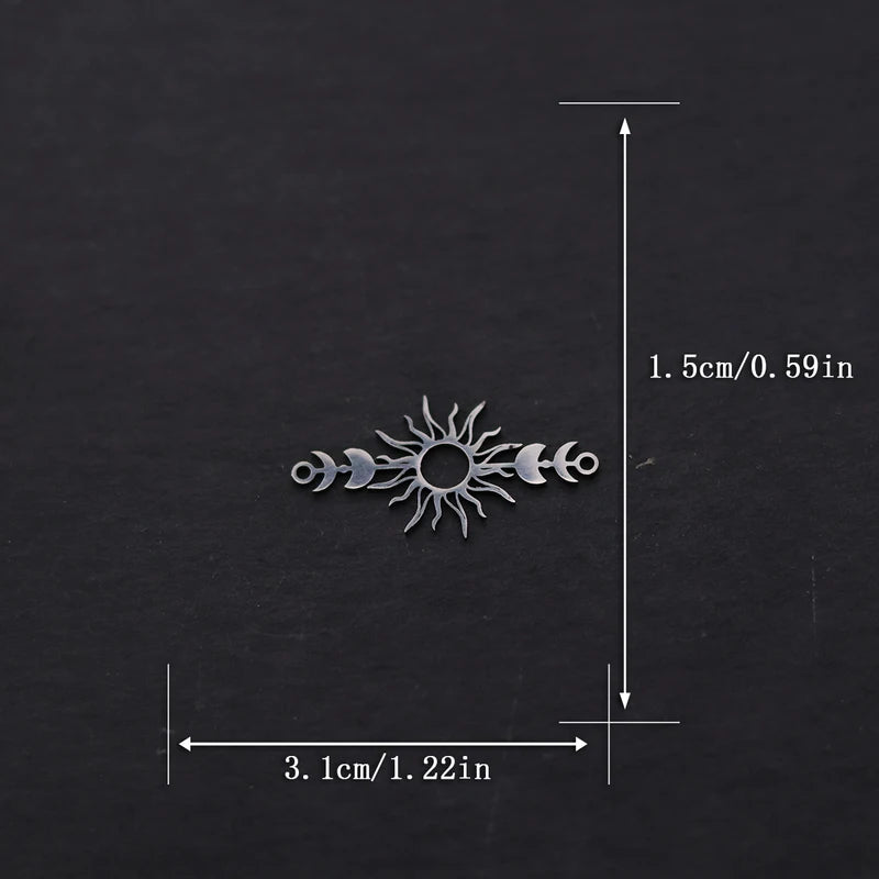 3pcs Sun Moon Star Jewelry Charms Pendant Set Stainless Steel DIY Accessories