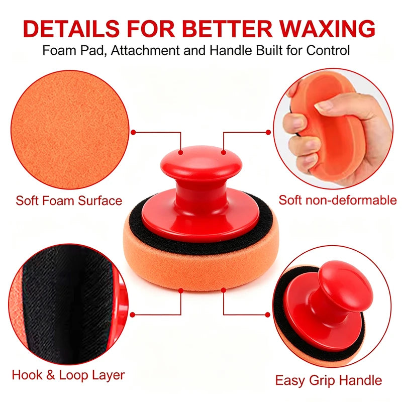 Car Waxing Handle Polishing Tool with Detachable Sponge - Car Cleaning Accessories
