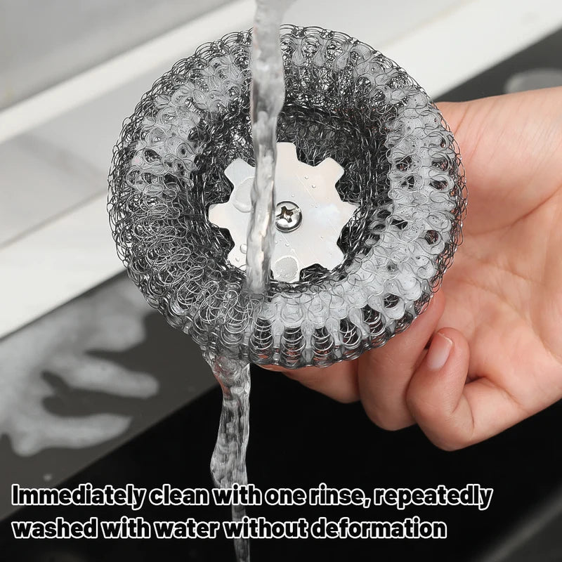 Stainless Steel Kitchen Washing Brush Set with Handle for Dishes Pots & Pans