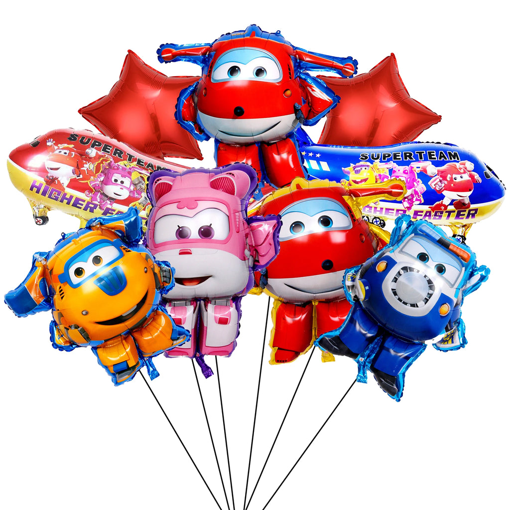 9 Pack Super Wings Foil Balloons Party Decorations for Super Wings Birthday