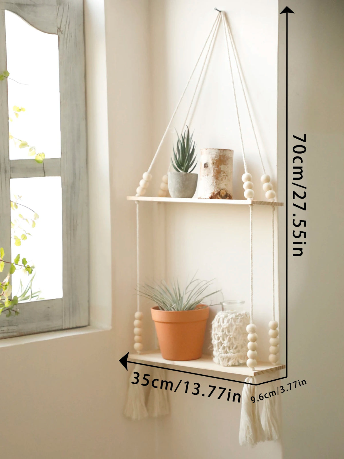 Wooden Wall Hanging Shelves for Plants & Storage - Rustic Floating Shelves