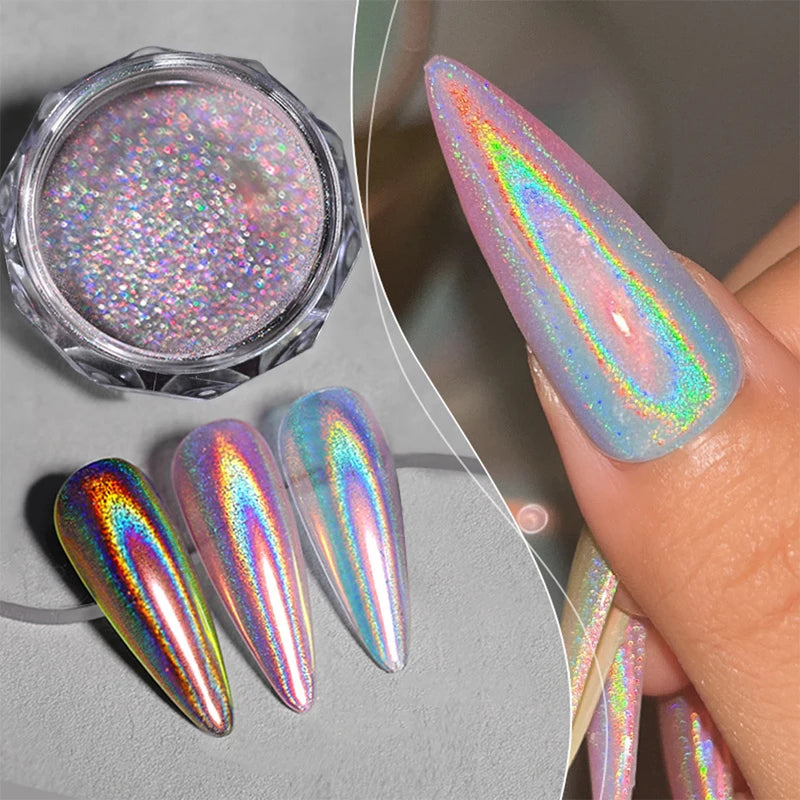 Mirror Nail Glitter Set - Ultra Fine Sparkly Holographic Metallic Powder