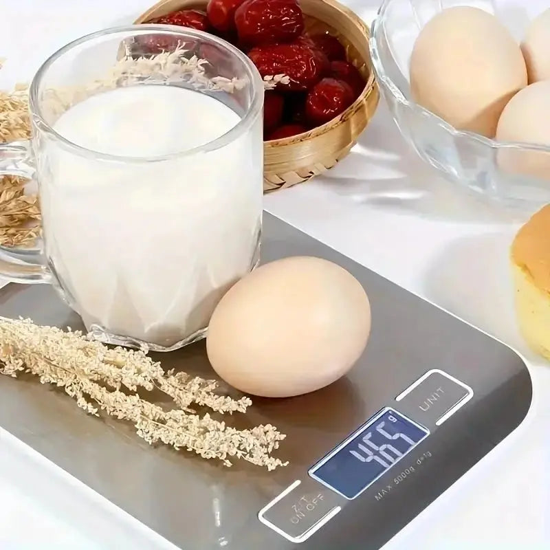 Digital Kitchen Scale 10kg Food Weighing Scale with LCD Display Stainless Steel