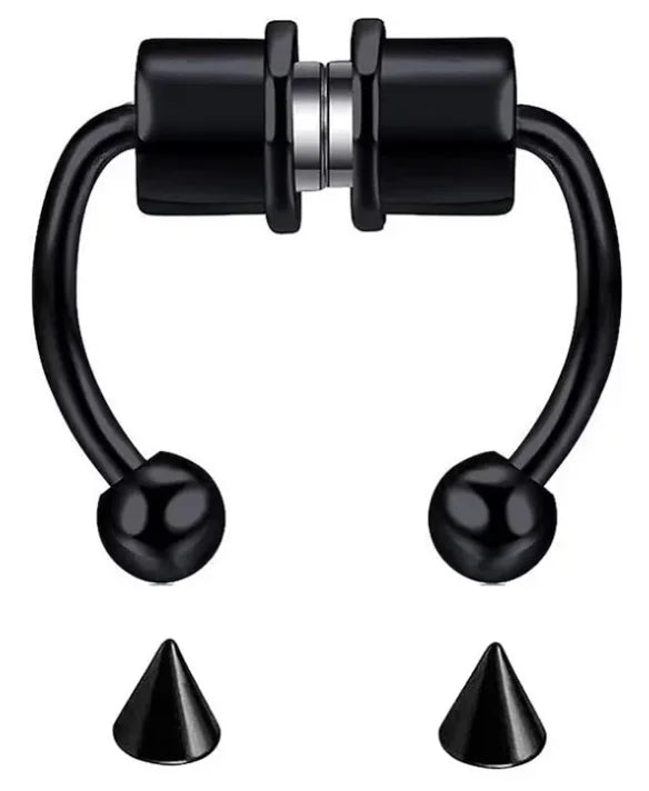 Magnetic Nose Ring Non-Pierced Horseshoe Nose Clip Stainless Steel Jewelry Set