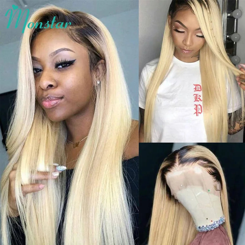 Full Lace Human Hair Wigs for Women - Brazilian Straight & Ombre Blonde Options