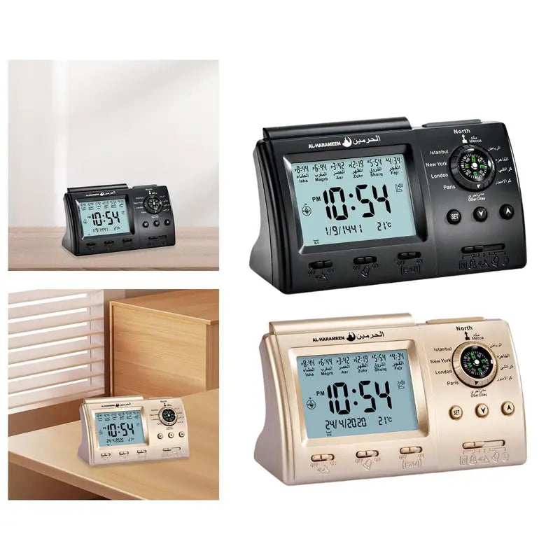 Digital Muslim Prayer Alarm Clock with Temperature & Backlight - Indoor Table Clock