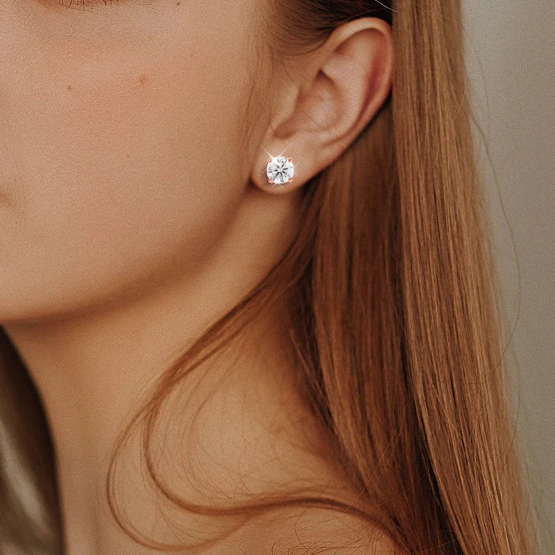 Sterling Silver Moissanite Stud Earrings for Women - Wedding & Bridal Jewelry