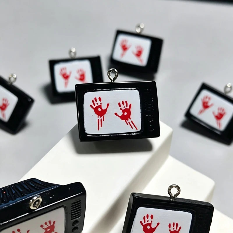 Halloween Bloody Red Handprint Resin Charms Pack for Jewelry & Keychains - Gothic Pendant DIY Set
