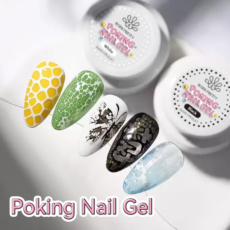 5ml Poke Nail Art Gel Glue for Textured UV LED Nail Design - Black & White