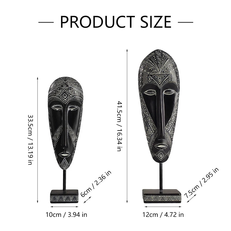 African Style Handmade Resin Face Mask Sculpture - Retro Home Decor Ornament