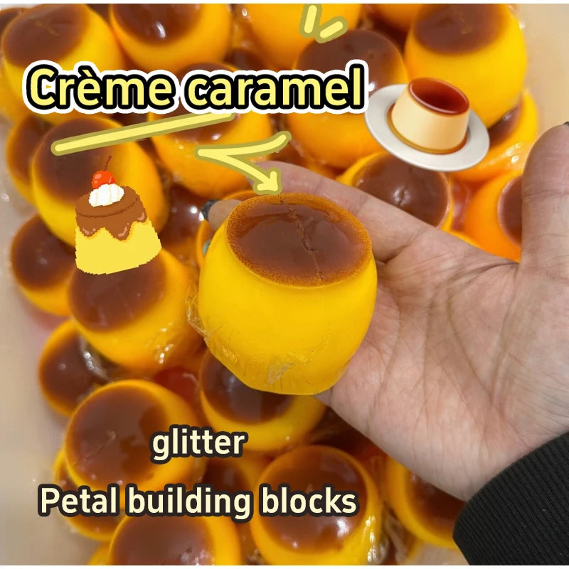 Pudding-Shaped Squeeze Ball Caramel Crunchy Handmade Fidget Toy Stress Relief & Desk Accessory